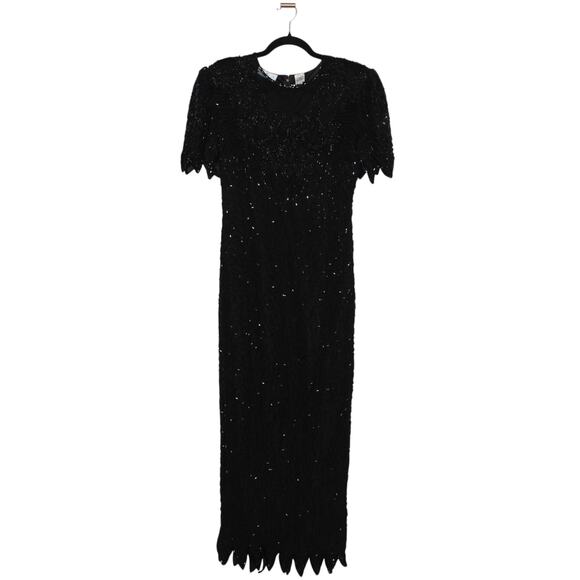 Vintage Scala 100% Silk Full Sequin Maxi Dress Size XL - Picture 1 of 10